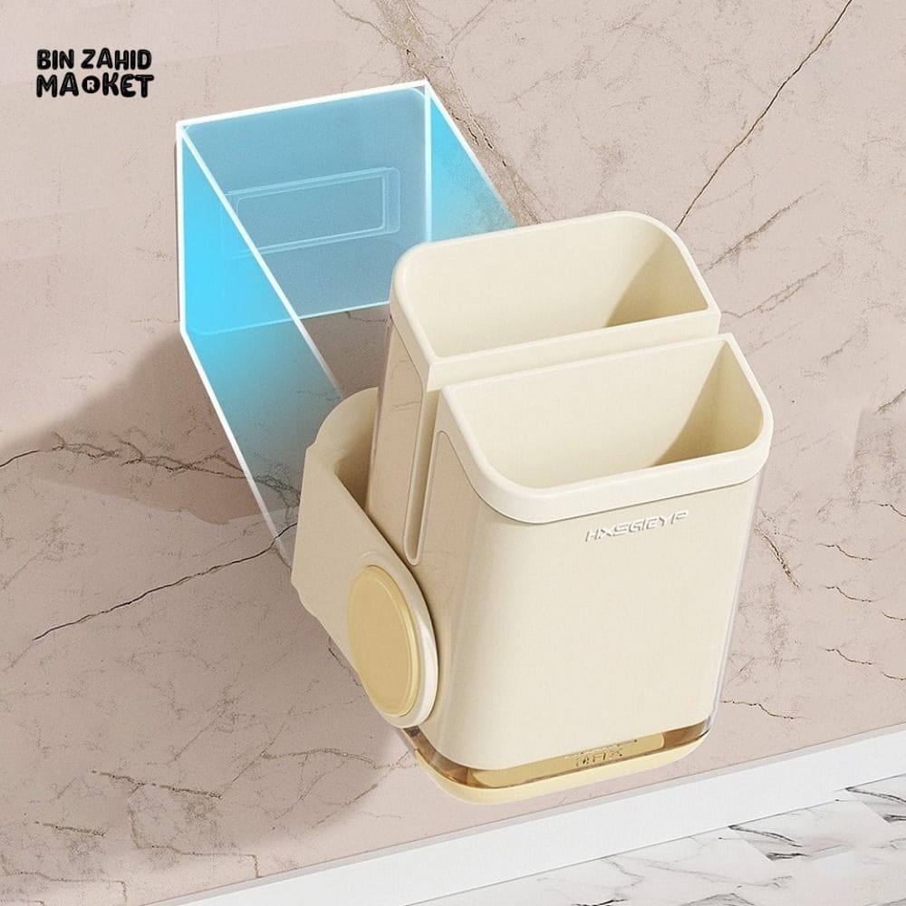 WALL-MOUNTED ROTATING CUTLERY HOLDER WITH DRAIN BASKET