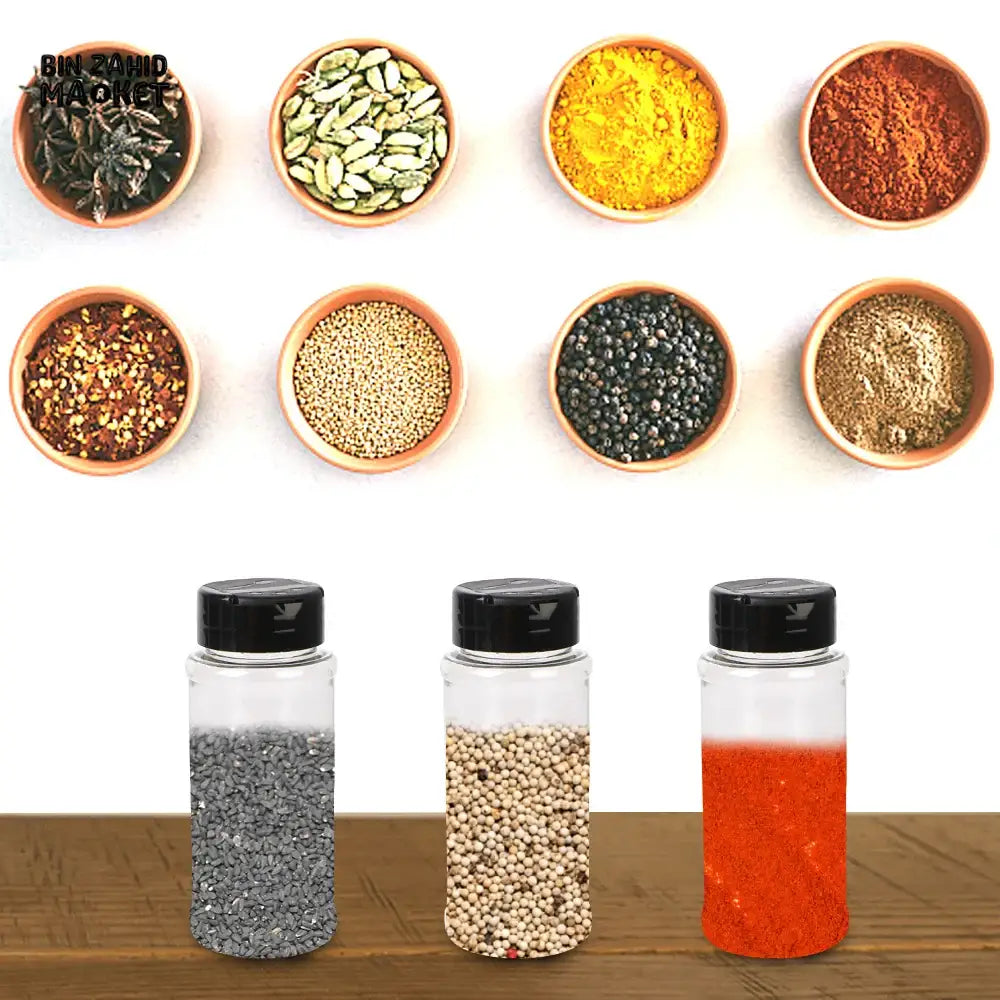 WALL MOUNTED SEASONING BOX – NO DRILL ADJUSTABLE SPICE RACK WITH FREE 6 JARS MULTIFUNCTIONAL CONDIMENT CONTAINER SET