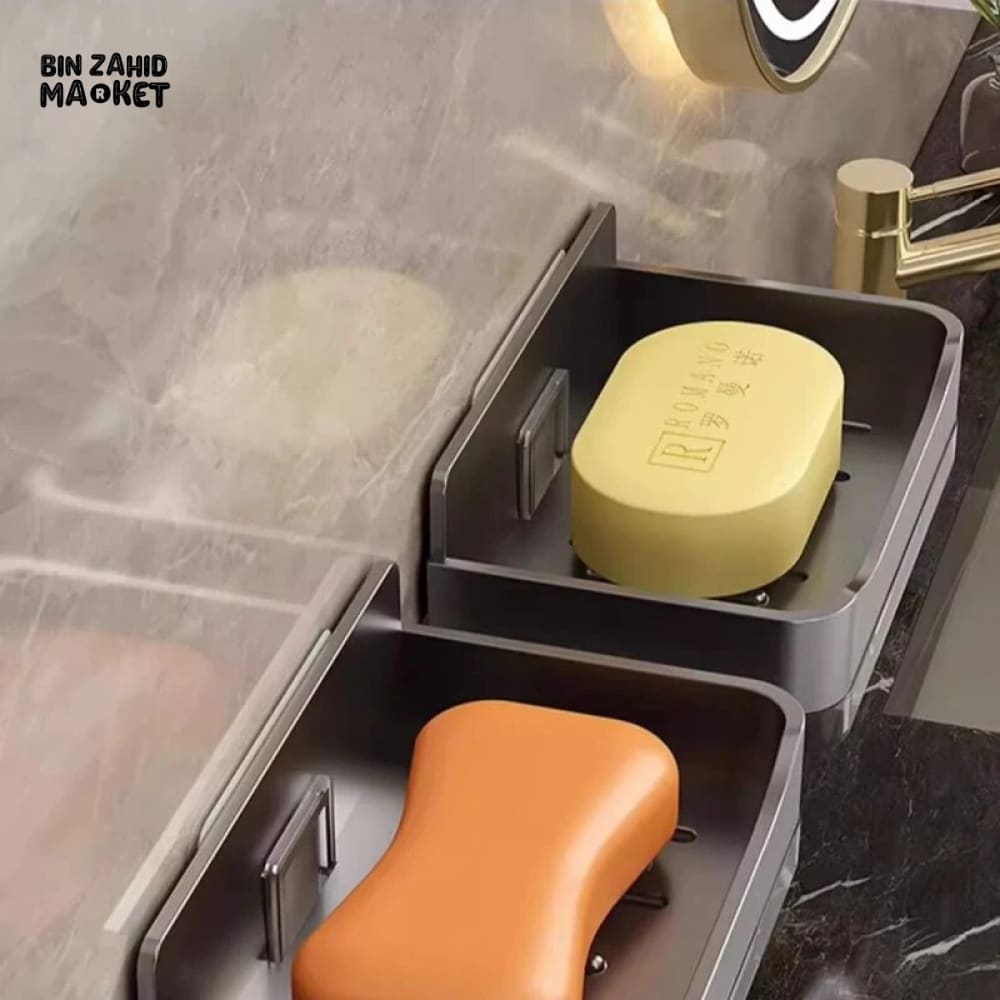 WALL-MOUNTED SOAP DISH – NO-DRILL BATHROOM SOAP HOLDER STORAGE RACK