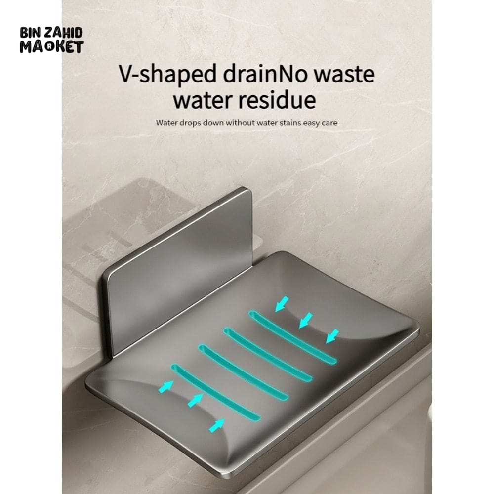 WALL-MOUNTED SOAP DISH WITH DRAIN – NO DRILL ALUMINUM ALLOY BATHROOM ACCESSORIES
