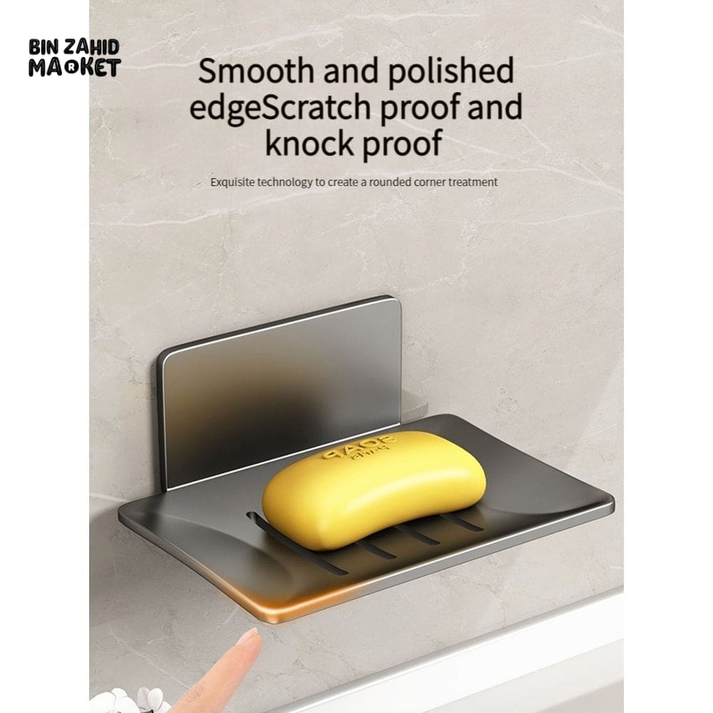 WALL-MOUNTED SOAP DISH WITH DRAIN – NO DRILL ALUMINUM ALLOY BATHROOM ACCESSORIES