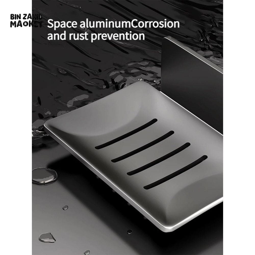 WALL-MOUNTED SOAP DISH WITH DRAIN – NO DRILL ALUMINUM ALLOY BATHROOM ACCESSORIES