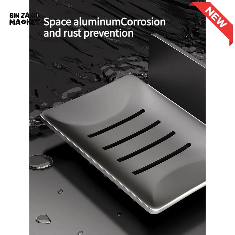 WALL-MOUNTED SOAP DISH WITH DRAIN – NO DRILL ALUMINUM ALLOY BATHROOM ACCESSORIES