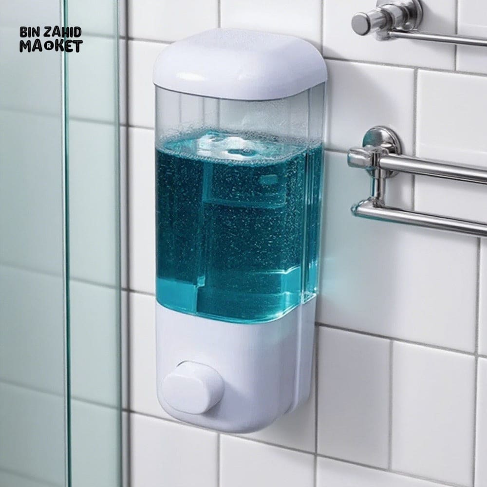 WALL MOUNTED SOAP DISPENSER – 500ML NON PERFORATED BATHROOM SHOWER SHAMPOO HOLDER HOTEL & HOME TOILET ACCESSORY