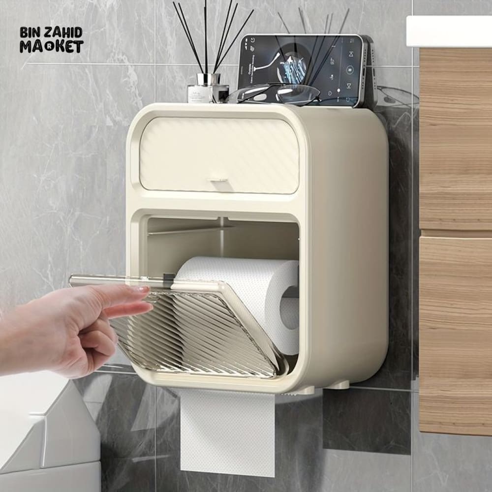 WALL MOUNTED TISSUE HOLDER WITH DRAWER