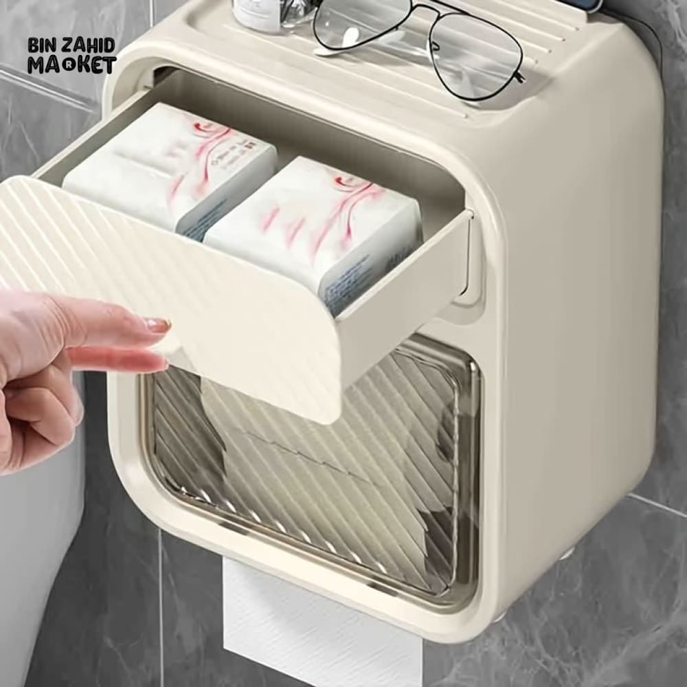 WALL MOUNTED TISSUE HOLDER WITH DRAWER