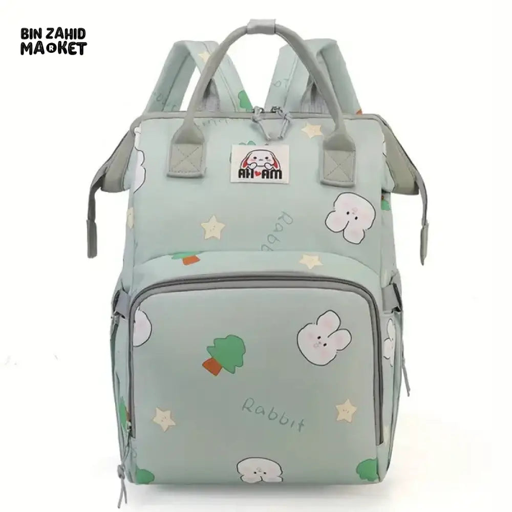 WATERPROOF BABY DIAPER BAG – RABBIT DESIGN SUNSHINE - GREEN
