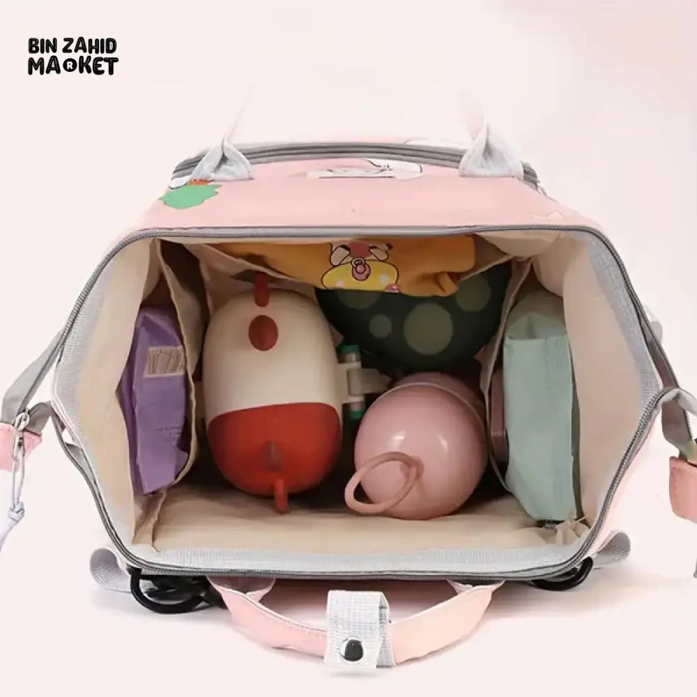 WATERPROOF BABY DIAPER BAG – RABBIT DESIGN SUNSHINE - PINK