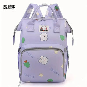 WATERPROOF BABY DIAPER BAG – RABBIT DESIGN SUNSHINE - PURPLE