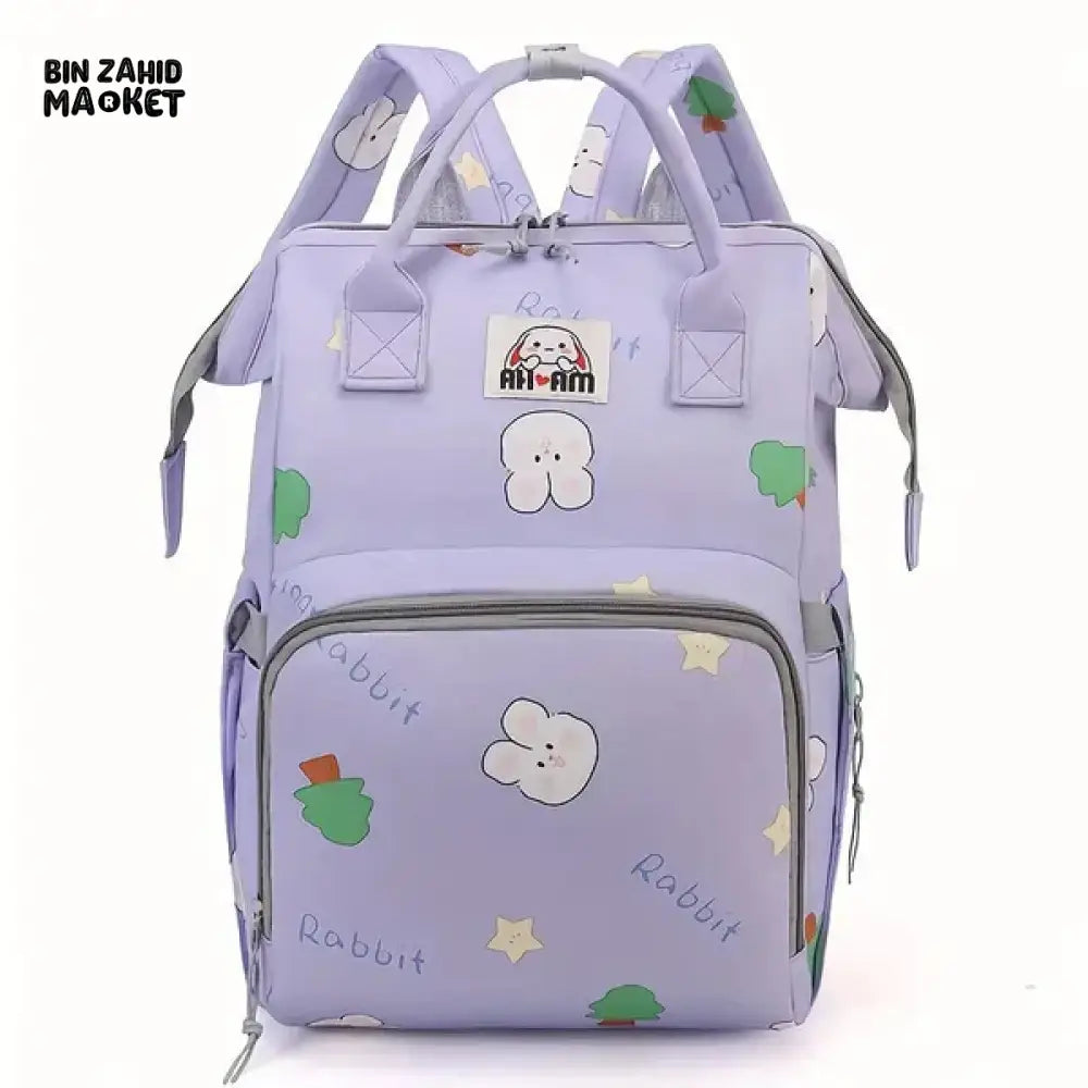 WATERPROOF BABY DIAPER BAG – RABBIT DESIGN SUNSHINE - PURPLE