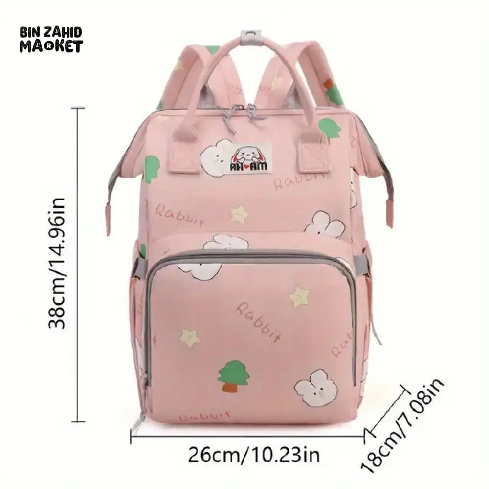 WATERPROOF BABY DIAPER BAG – RABBIT DESIGN SUNSHINE - PURPLE