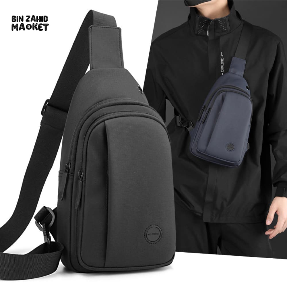 WATERPROOF MEN’S CHEST BAG – OUTDOOR LEISURE CROSSBODY SHOULDER BAG LIGHTWEIGHT TRAVEL BACKPACK