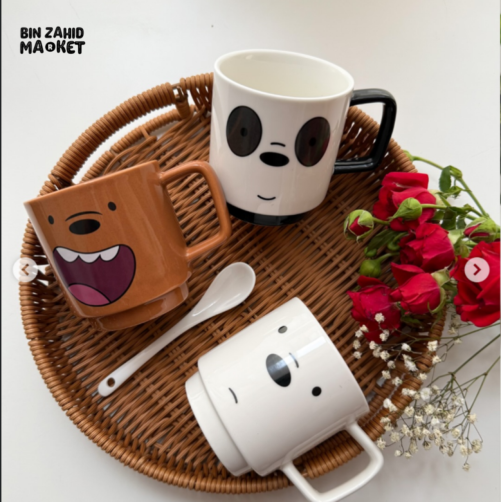 WE BARE BEARS 3 PIECES MUGS SET WITH SPOON - 300ML