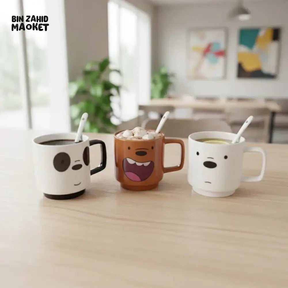 WE BARE BEARS 3 PIECES MUGS SET WITH SPOON - 300ML