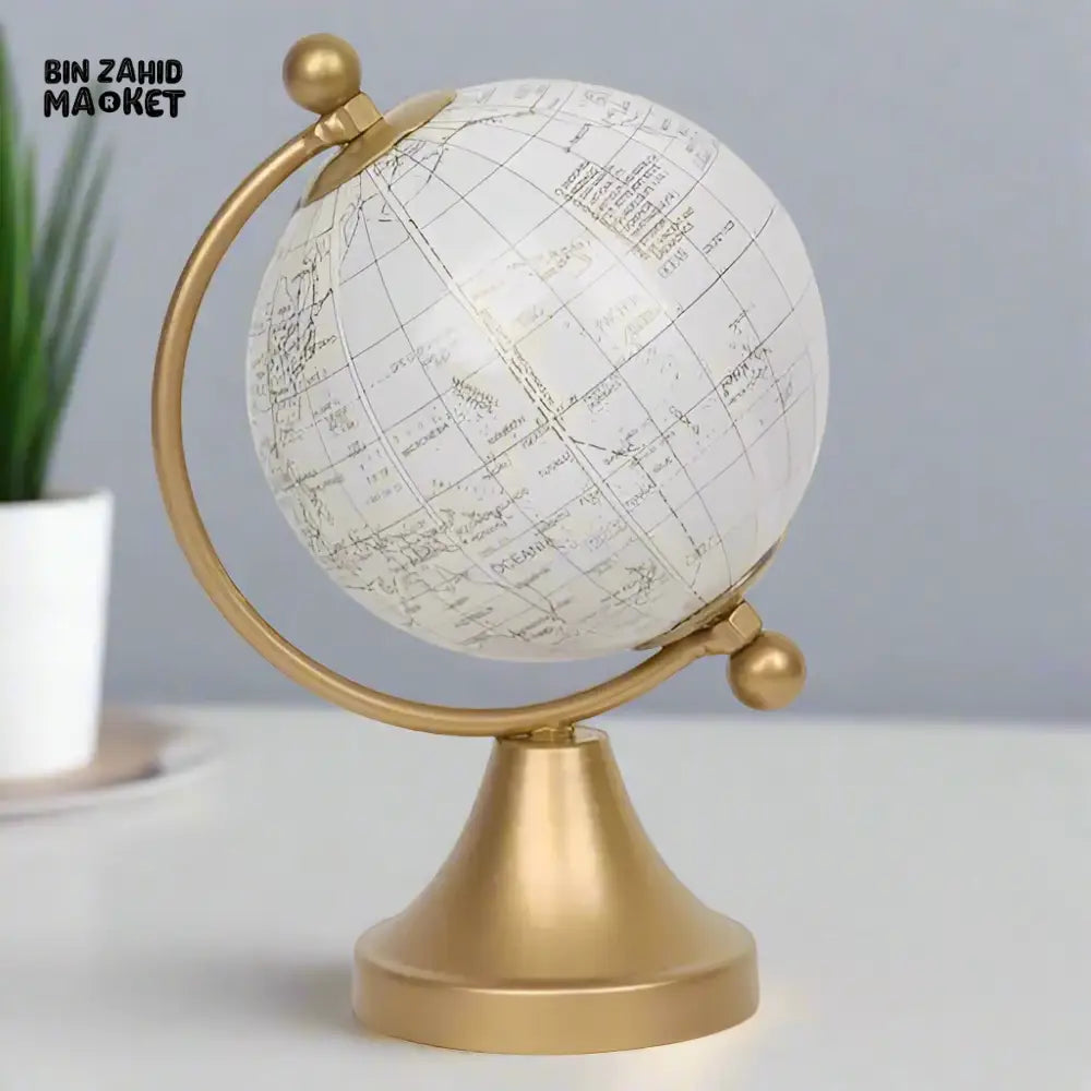 WHITE & GOLD DECORATIVE GLOBE – LUXURY DESK ORNAMENT 9X14CM