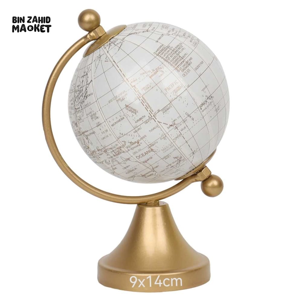 WHITE & GOLD DECORATIVE GLOBE – LUXURY DESK ORNAMENT 9X14CM