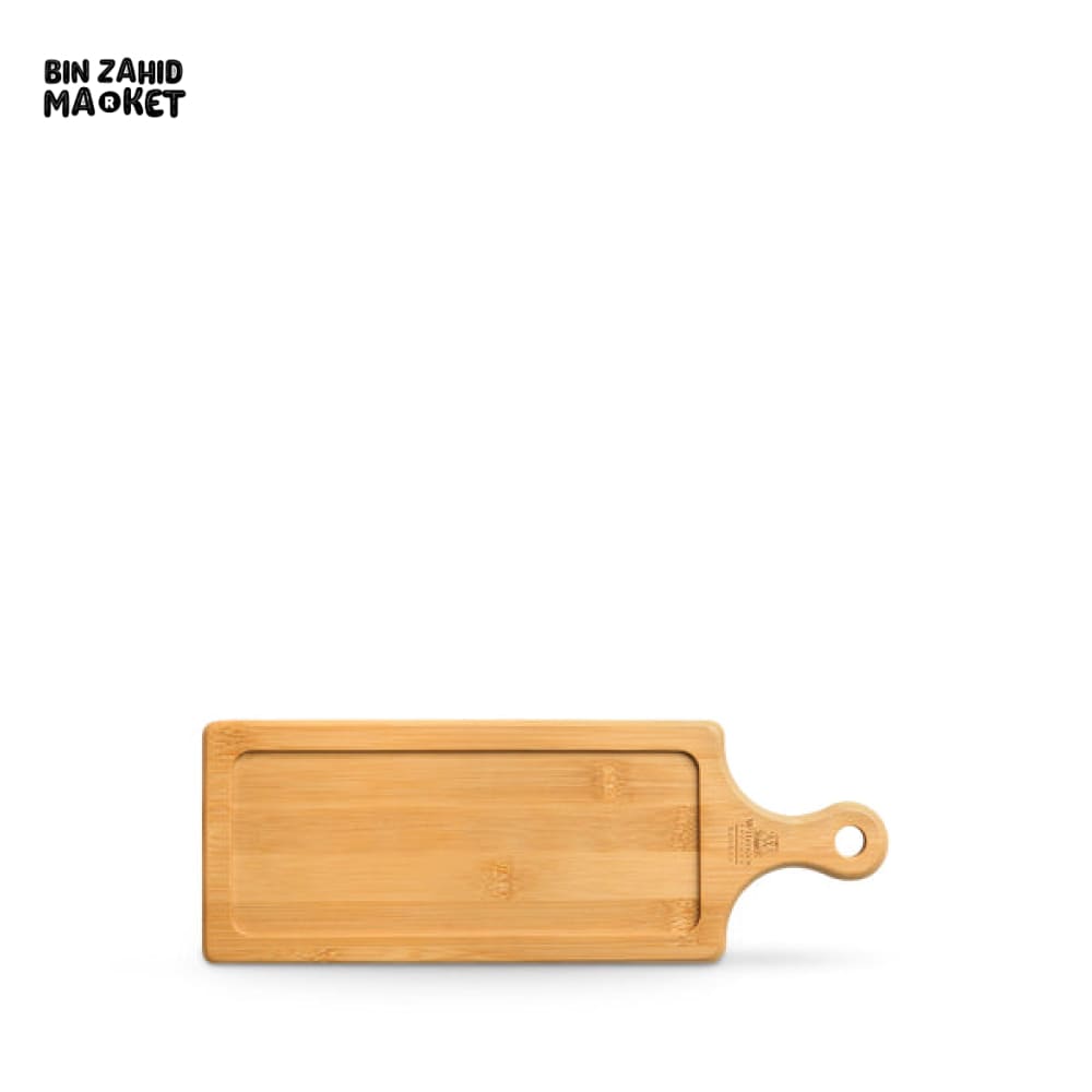 WILMAX ENGLAND WOODEN BREAKFAST BOARD WITH CROISSANTS CHEESE SLICES BERRIES & HONEY JAR – SERVING PLATTER - 28 x 9.5 CM