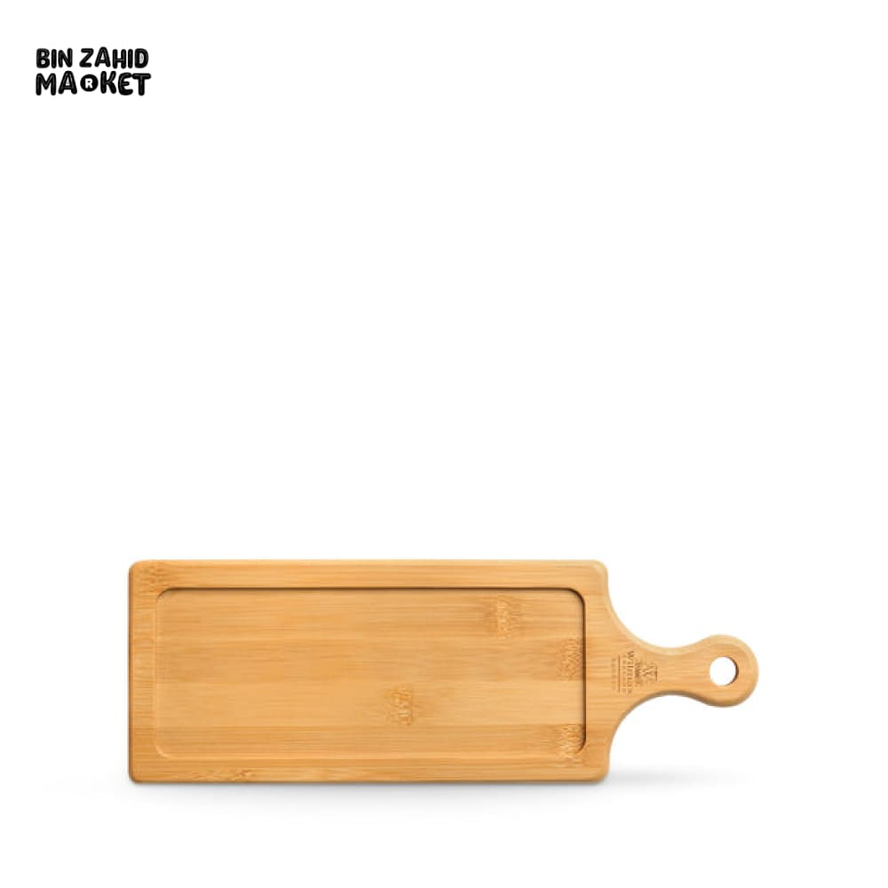 WILMAX ENGLAND WOODEN BREAKFAST BOARD WITH CROISSANTS CHEESE SLICES BERRIES & HONEY JAR – SERVING PLATTER - 34 x 12 CM