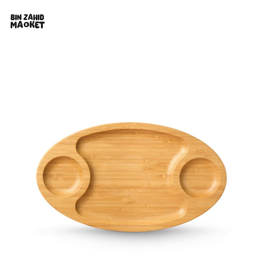 WILMAX ENGLAND WOODEN OVAL 3 SECTION PLATTER - 40.5 x 23 CM