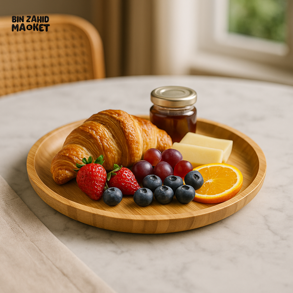 WILMAX ENGLAND WOODEN ROUND PLATE - 20.5 CM