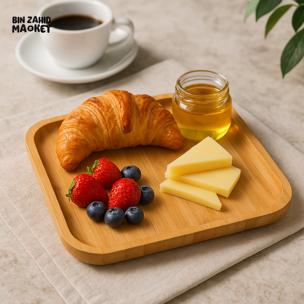 WILMAX ENGLAND WOODEN SQUARE PLATE - 20.5 x 20.5 CM