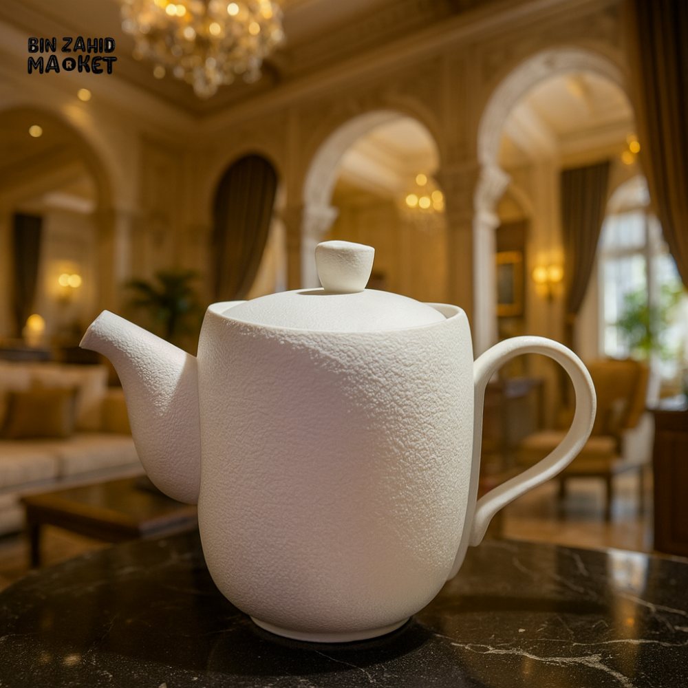 WINSOR ENGLAND 1000CC TEXTURED TEA POT – ELEGANT CERAMIC SERVING KETTLE FOR LUXURY TEA TIME - WHITE