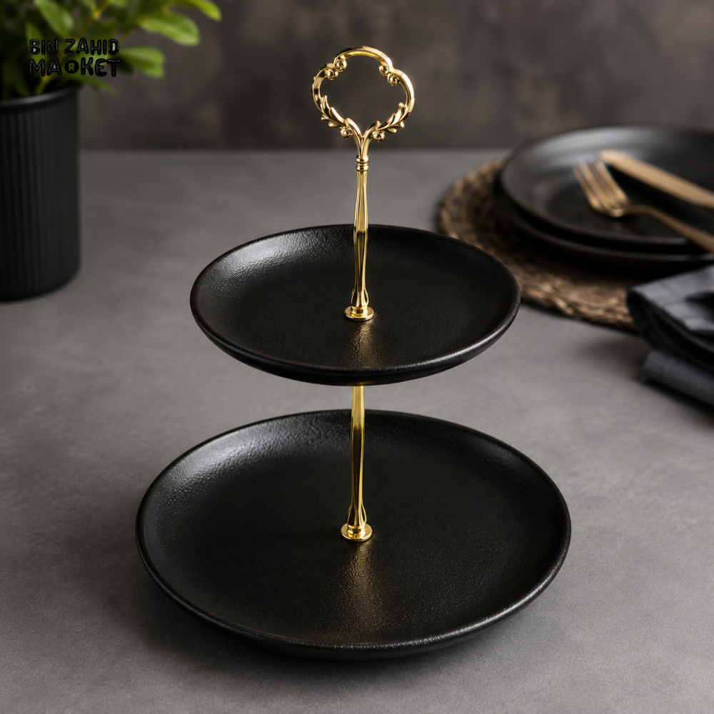 WINSOR ENGLAND 2-TIER SERVING STAND BLACK - 11 INCH - Home Utility Accessories