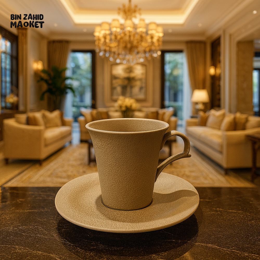 WINSOR ENGLAND 200CC CUP WITH 6" SAUCER – ELEGANT TEXTURED TEA SET - MATT BROWN