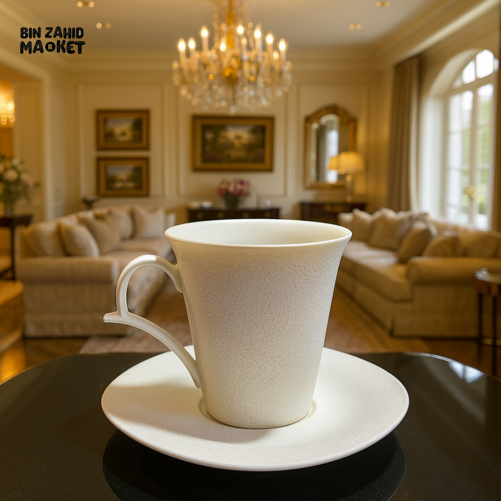 WINSOR ENGLAND 200CC CUP WITH 6" SAUCER – ELEGANT TEXTURED TEA SET - WHITE