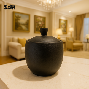 WINSOR ENGLAND 3.75" TEXTURED SUGAR POT – ELEGANT CERAMIC JAR WITH LID FOR LUXURY TEA SETS - BLACK