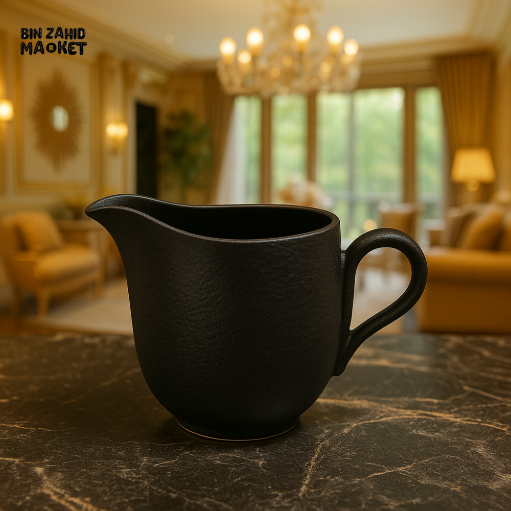 WINSOR ENGLAND 300CC TEXTURED CREAMER – ELEGANT WHITE CERAMIC MILK JUG FOR TEA & COFFEE SERVING - BLACK