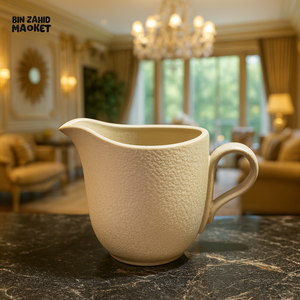 WINSOR ENGLAND 300CC TEXTURED CREAMER – ELEGANT WHITE CERAMIC MILK JUG FOR TEA & COFFEE SERVING - MATT BROWN