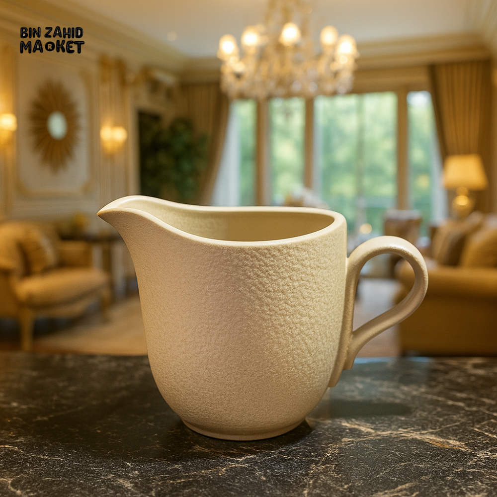 WINSOR ENGLAND 300CC TEXTURED CREAMER – ELEGANT WHITE CERAMIC MILK JUG FOR TEA & COFFEE SERVING - MATT BROWN