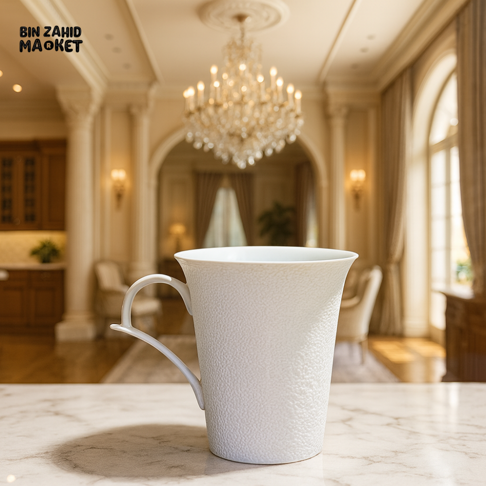 WINSOR ENGLAND 325CC TEXTURED MUG – ELEGANT WHITE CERAMIC COFFEE CUP - WHITE