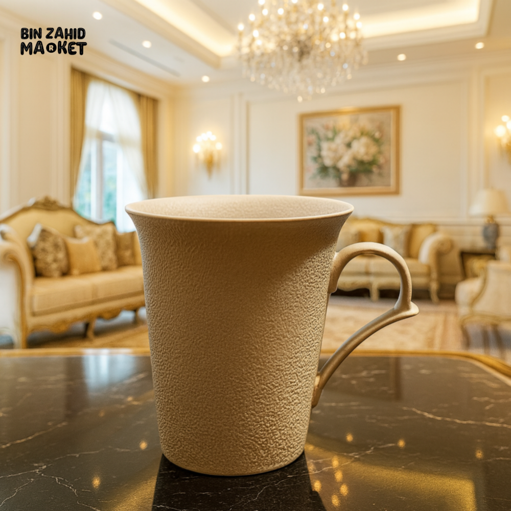 WINSOR ENGLAND 325CC TEXTURED MUG – ELEGANT WHITE CERAMIC COFFEE CUP - MATT BROWN