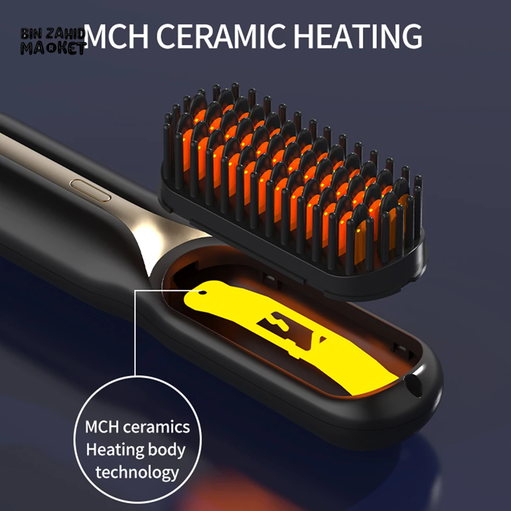 WIRELESS HAIR STRAIGHTENER BRUSH – FAST HEATING PORTABLE & PROFESSIONAL STYLING TOOL FOR WOMEN
