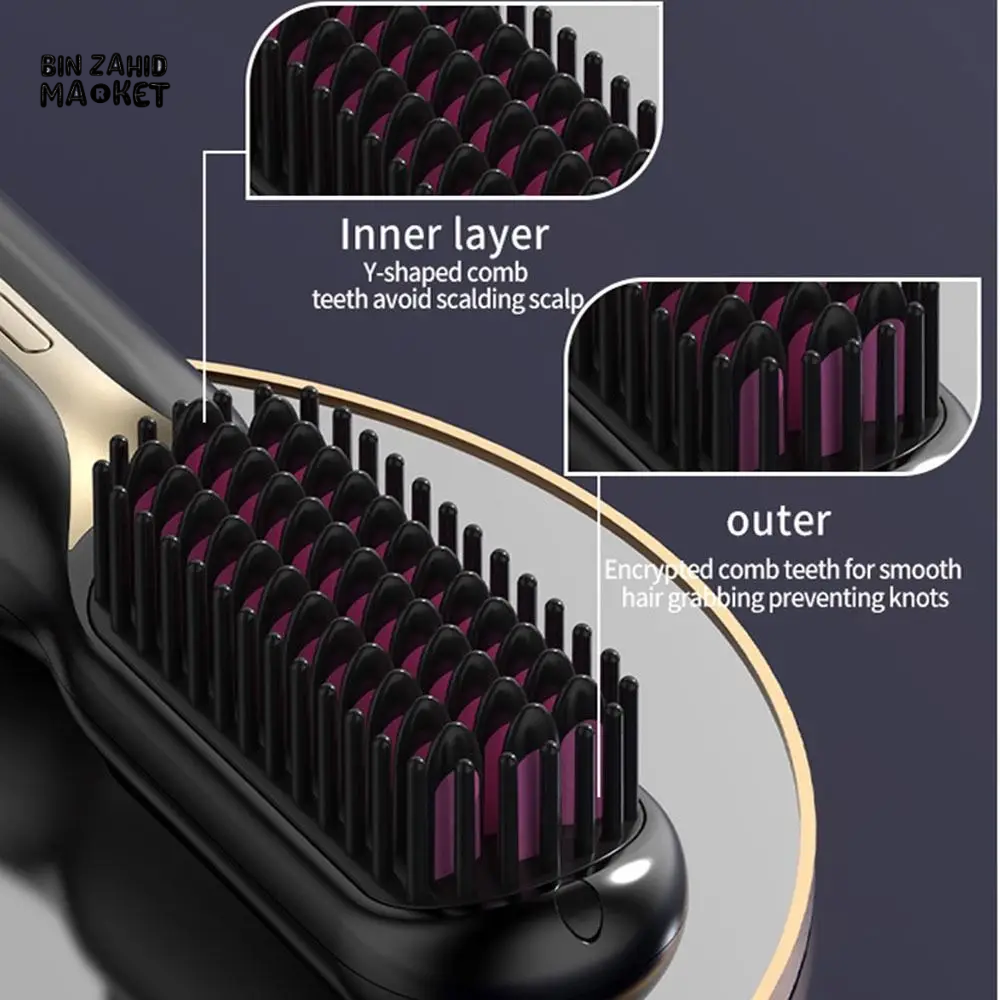 WIRELESS HAIR STRAIGHTENER BRUSH – FAST HEATING PORTABLE & PROFESSIONAL STYLING TOOL FOR WOMEN