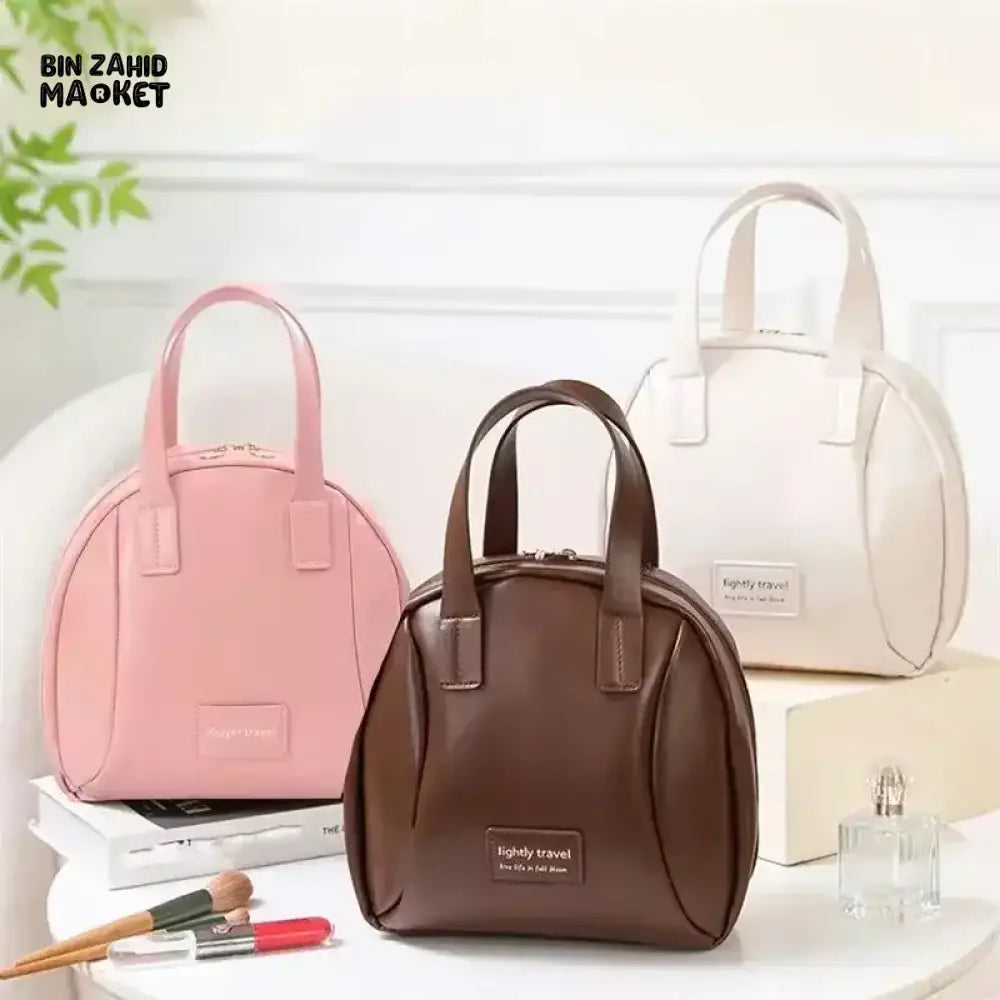 WOMEN’S MAKEUP BAG – PORTABLE PU COSMETIC BEAUTY BAG BUSINESS TRAVEL TOILETRY ORGANIZER