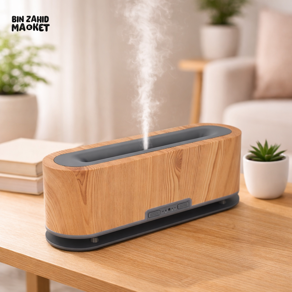 WOOD GRAIN ULTRASONIC HUMIDIFIER – MODERN AROMATHERAPY ESSENTIAL OIL DIFFUSER FOR HOME