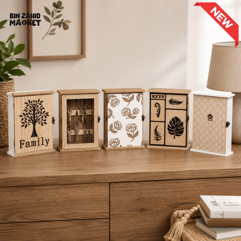 WOODEN DECORATIVE KEY BOX | WALL MOUNTED KEY STORAGE CABINET