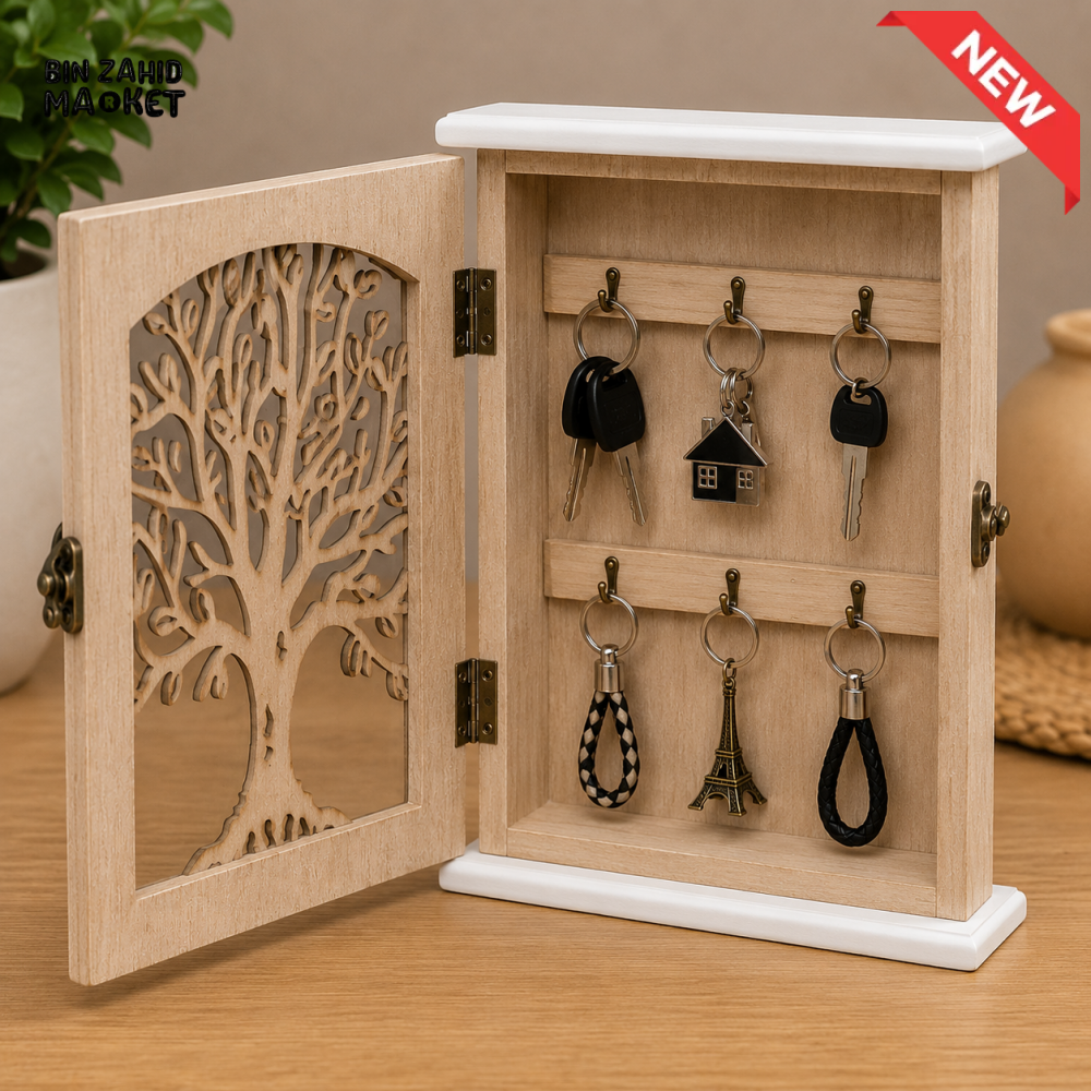 WOODEN KEY HOLDER CABINET WITH TREE DESIGN
