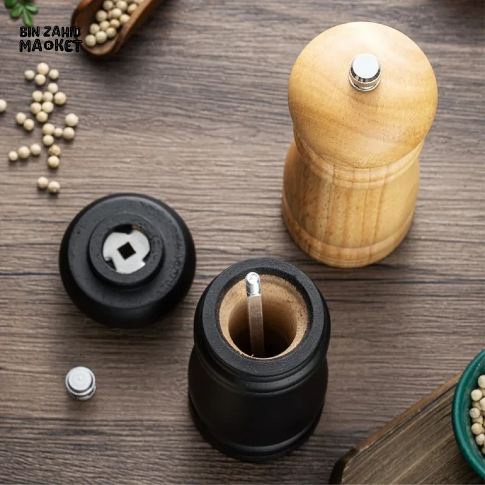 WOODEN PEPPER GRINDER SALT & PEPPER MILL ADJUSTABLE SEASONING TOOL FOR KITCHEN
