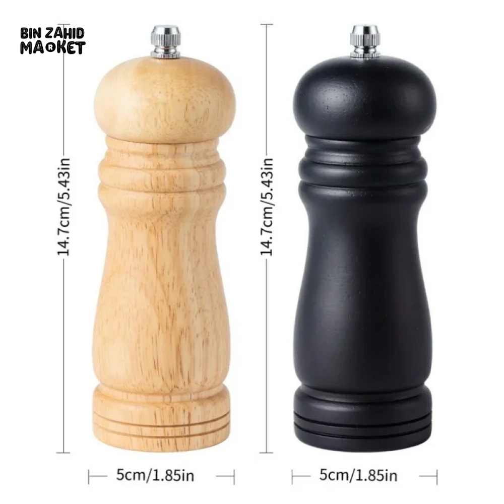 WOODEN PEPPER GRINDER SALT & PEPPER MILL ADJUSTABLE SEASONING TOOL FOR KITCHEN
