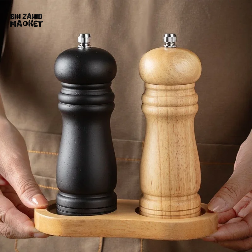 WOODEN PEPPER GRINDER SALT & PEPPER MILL ADJUSTABLE SEASONING TOOL FOR KITCHEN