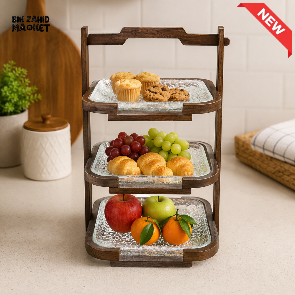 WOODEN SERVING STAND -3 TIER