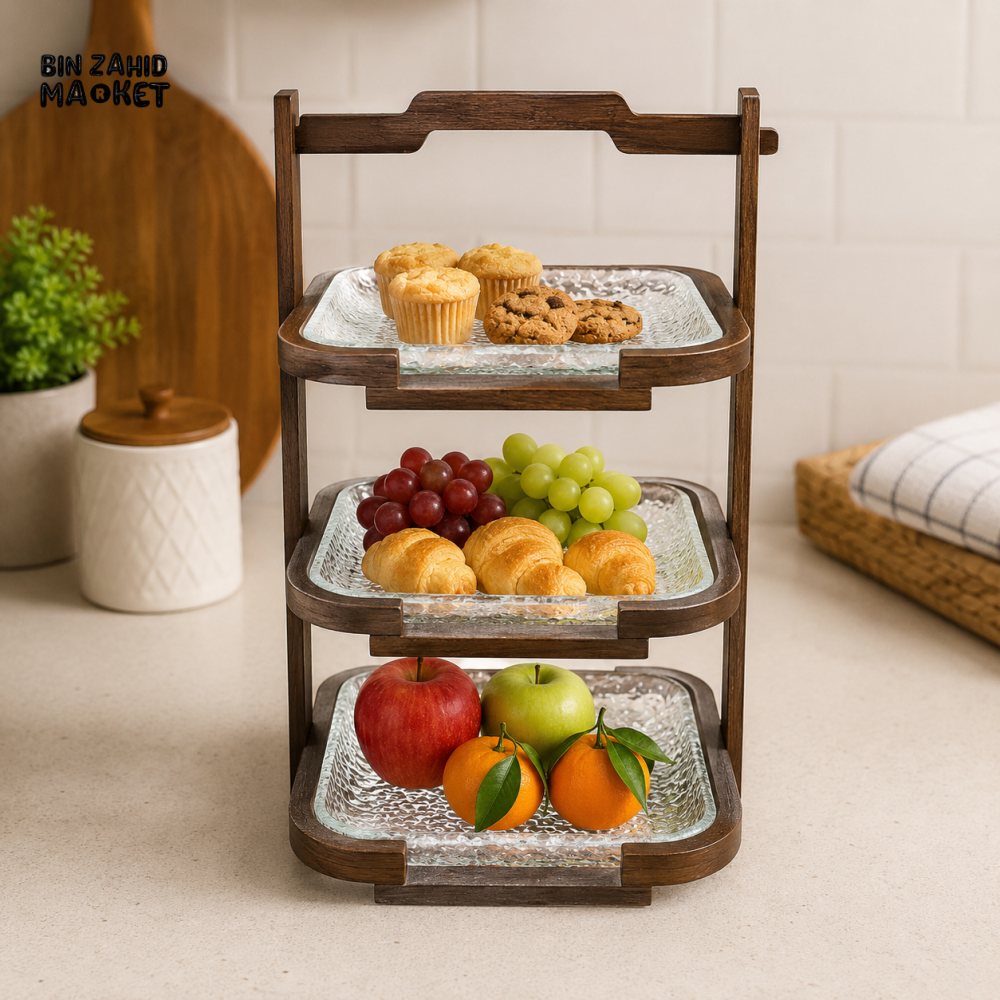 WOODEN SERVING STAND -3 TIER