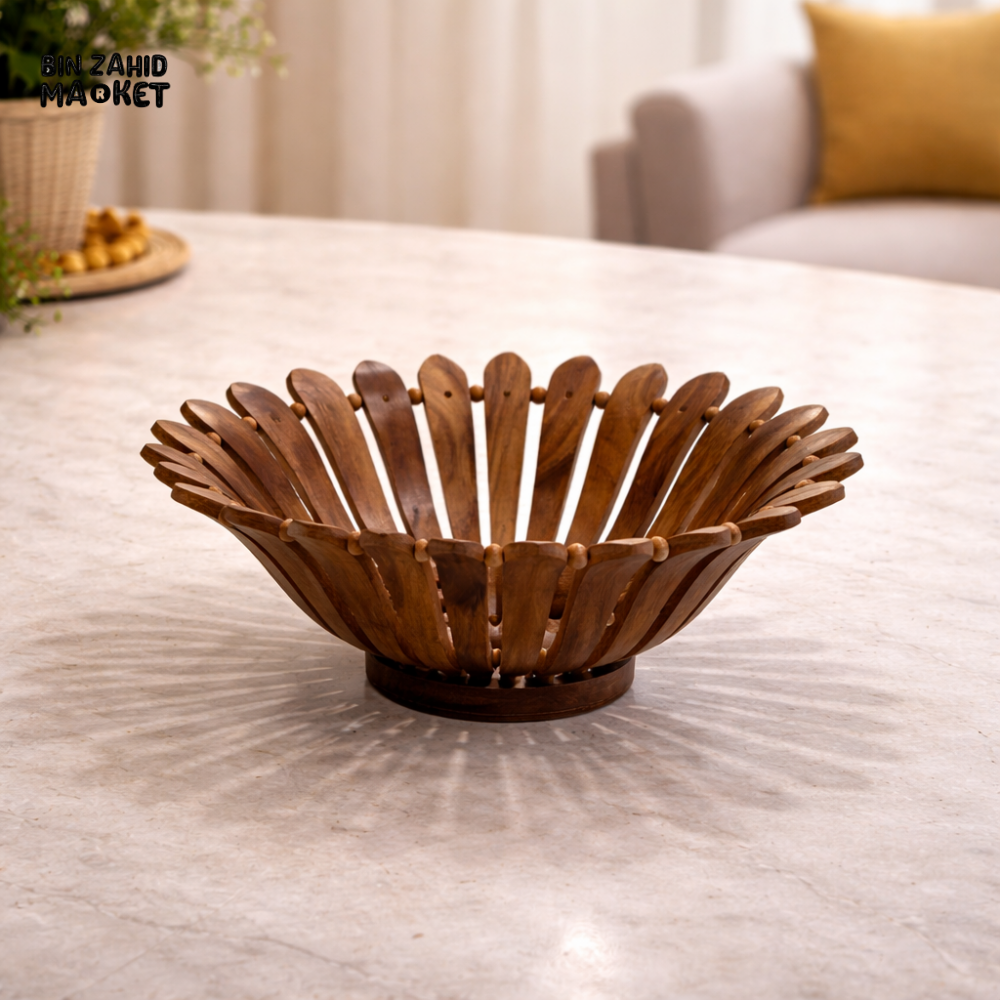 WOODLY PREMIUM SHEESHAM WOOD FRUIT BASKET 3 PIECES SET
