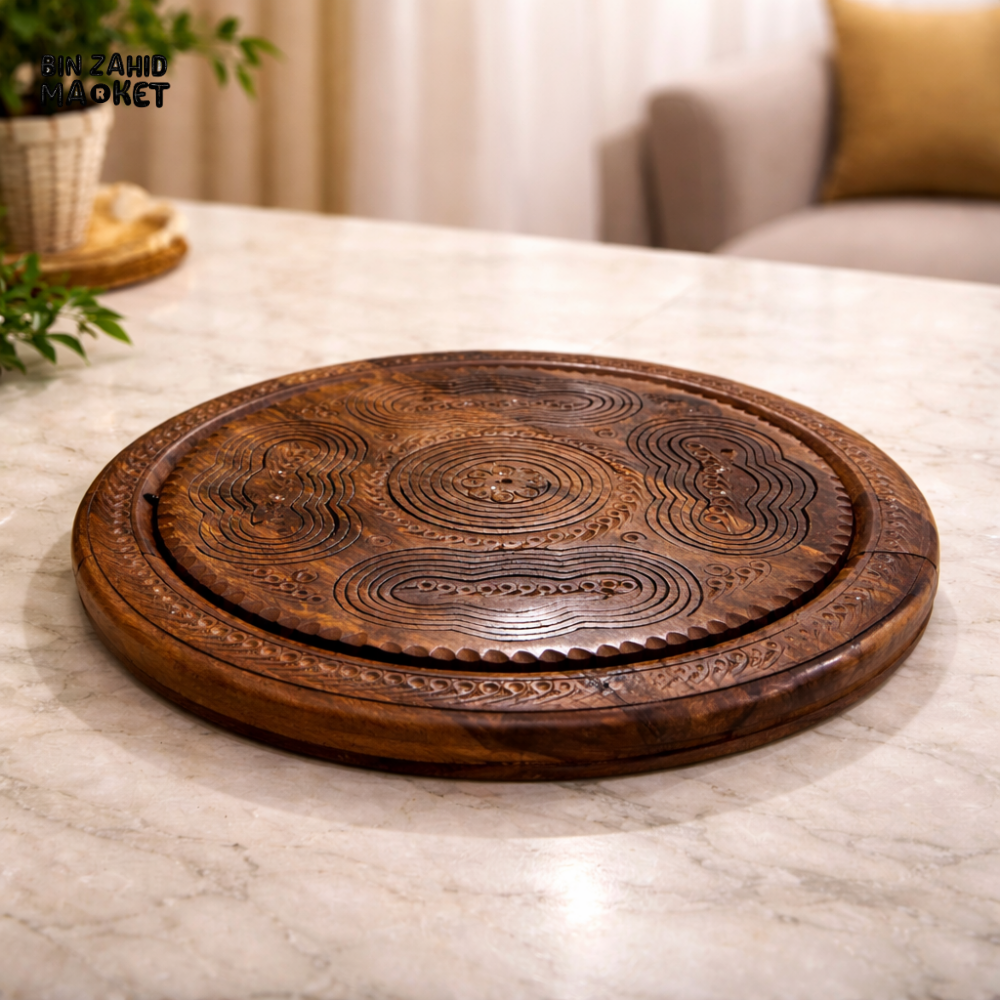 WOODLY SHEESHAM WOOD DRY FRUIT SERVING TRAY WITH HANDLE