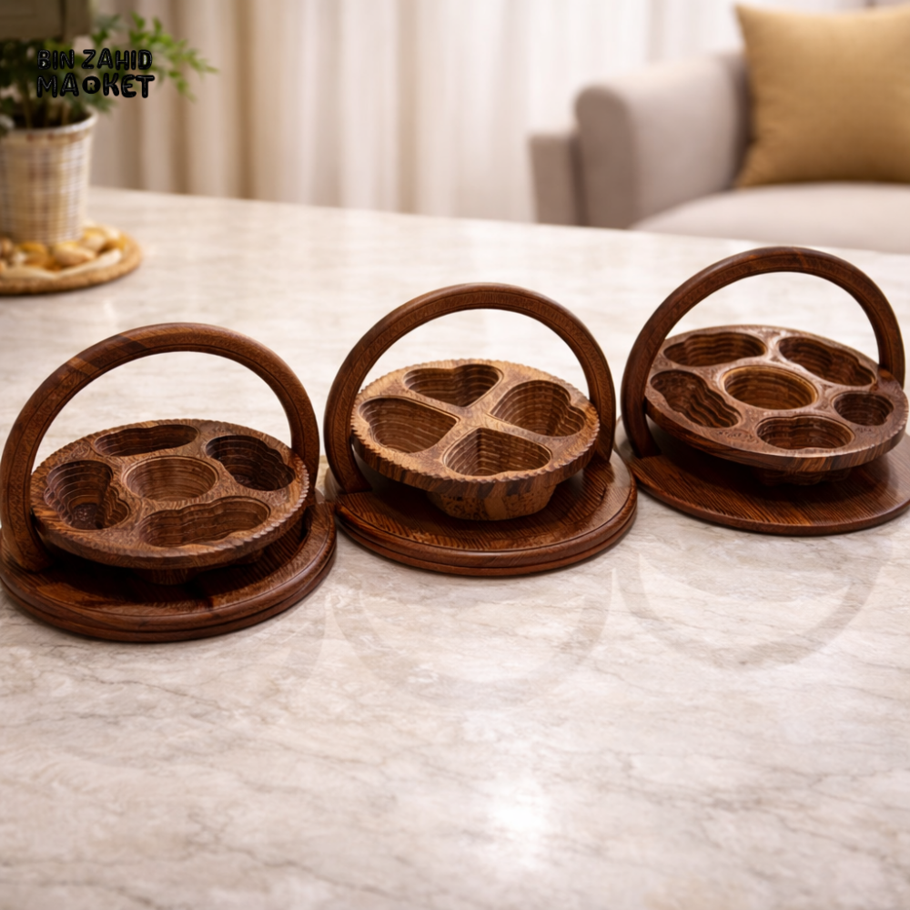 WOODLY SHEESHAM WOOD DRY FRUIT SERVING TRAY WITH HANDLE