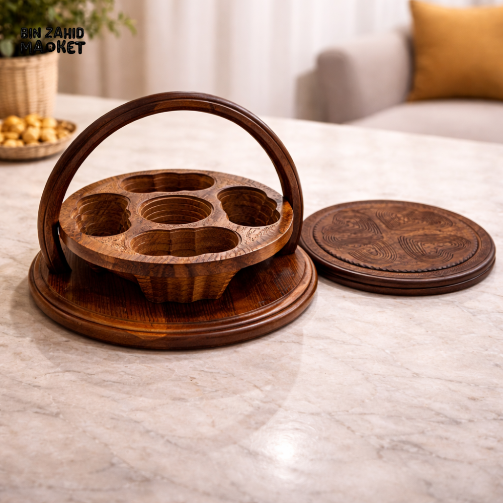 WOODLY SHEESHAM WOOD DRY FRUIT SERVING TRAY WITH HANDLE